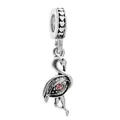 Pendentif flamant rose vintage avec cristal rose et bélière à cœurs ajourés - Flamant Rose Oxydé Vintage (5097832686105)