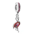 Pendentif flamant rose en argent avec émail rouge et zircons roses pour bracelets - Flamant Rose en Émail Rouge (5097832686106)