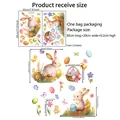 Oster-Wandaufkleber Layout mit Aquarell-Hasen, Eiern und Blumen auf einem 2er-Set - Aquarell Hase Und Ei Design