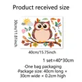 Cartoon owl on floral branch static window cling, 40x30cm double-sided decorative sticker - 30*40cm