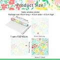 Fresh floral leaf static window sticker film for home glass decor, size 150cm by 45cm - 45*150cm