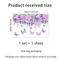 Purple watercolor floral and butterfly wall sticker in size 30x20cm for bathroom decor - Purple Floral Butterfly / 20*30cm