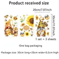 Pegatinas estáticas de gnomos girasoles y abejas para ventanas de hogar, set de 3 - Gnomo Girasol Y Abeja (DJ2042-KQ)