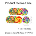 Set di 10 adesivi per pavimenti a lecca-lecca arcobaleno, decalcomanie tonde 17x17cm - Modello Lecca-lecca a Spirale(MJ3026-YL)