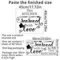 Kitchen wall sticker with 'Seasoned with Love' text, 45x49cm black vinyl decor - MS2277-KQ (30x60cm)