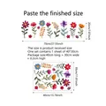 Dettaglio degli adesivi per finestre con fiori colorati con misure e guida al layout - Floreale Arcobaleno (XC6009-ZY)