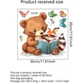 Watercolor bear and raccoon reading a book wall decal, nursery decor sticker 30x30cm - 30*30cm