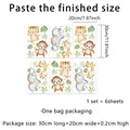 Set van 6 aquarellen muurstickers met cartoon dieren zoals tijger, aap en olifant - Cartoon Dieren Set (MS2457-KQ)
