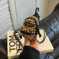 Mini leopard print crossbody bag for girls with detachable rope strap and hook - Leopard Brown