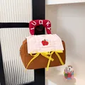 Süße wolkenförmige Kosmetiktasche in Braun und Rosa mit rotem Lucky Griff - Dunkelbraun