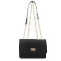 Classic black quilted crossbody bag with golden chain strap and turn-lock closure - Black