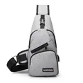 Graue Brusttasche aus Oxford-Gewebe für Herren mit mehreren Reißverschlussfächern - 16x32x10cm / Grau