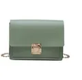 Chic light green crossbody chain bag with golden shield lock and smooth leather finish - Green