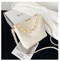 Fashionable cream white crossbody bucket bag with thick resin chain and leather strap - Off White