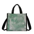 Bolso tote de lona tie-dye verde y blanco con asas negras y correa para el hombro - Tie-dye Verde