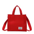 Sac à main polyvalent en toile rouge avec grande poche avant et bandoulière réglable femme - Rouge