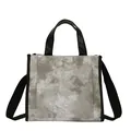 Bolso de lona con estampado de mármol gris y blanco con asas negras y bandolera - Estilo Tie-Dye Gris