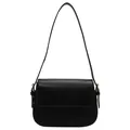 Bolso de hombro clásico en cuero negro con correa ajustable y detalles dorados - Negro