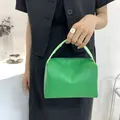 Grass green candy color rectangular crossbody bag made of premium synthetic leather - Green
