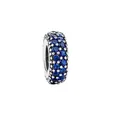 Blue ocean style charm bead with pavé set crystals on silver alloy base for DIY bracelet - Deep Blue Ring Rhinestone Style (1)