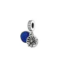 Silver ocean charm with blue starry glitter disk and hollow snowflake pendant - Snowflake Starry Sky Double Pendant Style (2)