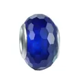 Dark blue faceted resin bead charm with hexagon honeycomb cuts and silver metal core - 100pcs Pack / Dark Blue
