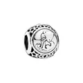Detailed view of Aquarius zodiac bead with hollow stars and vintage oxidized finish - Aquarius-Silver
