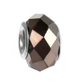 Faceted bronze glass resin bead with silver metal core for DIY bracelet jewelry making - 100pcs Pack / Bronze