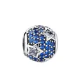 Blue ocean style charm bead with pavé crystals and white stars for modular bracelets - Deep Blue Pave White Star Style (9)