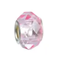 Faceted pink crystal resin bead with silver metal core for DIY bracelet making - 100pcs Pack / Pink
