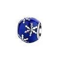 Blue ocean series alloy charm bead with white snowflake enamel design for DIY bracelet - Blue Enamel Snowflake Style (10)