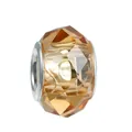 Amber faceted resin glass charm bead with silver metal core for DIY bracelet - 100pcs Pack / Honey Color