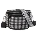 Sac banane noir tendance avec strass argentés et large bandoulière à chevrons - Noir Argenté