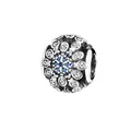 Silver bead charm with blue gemstone and floral hollow design for DIY bracelets - Hollow Floral Blue Rhinestone Sphere Style (15)