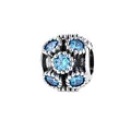 DIY silver charm bead with ocean blue faceted stones and intricate filigree details - Sea Blue Rhinestone Vintage Hollow Style (16)