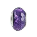 Faceted dark purple resin bead with silver metal core for DIY charm bracelets - 100pcs Pack / Deep purple