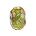 Yellow faceted glass charm bead with glitter texture and silver core for DIY bracelet - 100pcs Pack / Yellow Accents