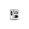 Polished silver alloy alphabet letter B charm for DIY necklace and bracelet jewelry - Letter B Style(2)