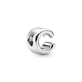 Polished silver alphabet letter C charm bead for DIY necklaces and bracelets - Letter C Style(3)
