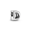 Polished silver letter D charm with mirror finish for DIY personalized bracelets - Letter D Style(4)