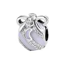 Purple enamel bow charm with moon pendant and cubic zirconia for DIY bracelets - Purple Bow Moon (3)