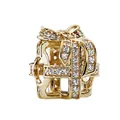 Golden Christmas gift box charm with sparkling crystals and bow for DIY bracelets - Golden Gift Box (4)