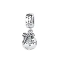 Silver snowflake charm pendant with a glittering bow and festive round bauble design - Hollow Snowflake Ball Pendant (6)
