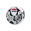 Silver Santa Claus charm with red enamel and sparkling stones for Christmas bracelets - Santa Claus Ring (9)