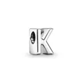 Polished silver alloy letter K charm bead for DIY personalized jewelry bracelets - Letter K Style(11)