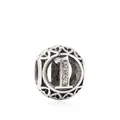 DIY silver hollow heart charm bead with rhinestone number 1 for jewelry making - Number 1