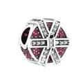 Silver alloy charm bead with red and white zircon stone inlay for DIY bracelets - Red And White Zircon Ball (11)