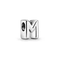 Polished silver letter M charm bead for DIY bracelets with a sleek metallic finish - Letter M Style(13)
