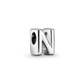 Polished silver letter N bead charm for personalized DIY bracelets and necklaces - Letter N Style(14)