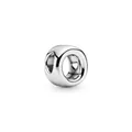 Polished silver alphabet charm bead in hollow ring design for DIY jewelry - Letter O Style(15)